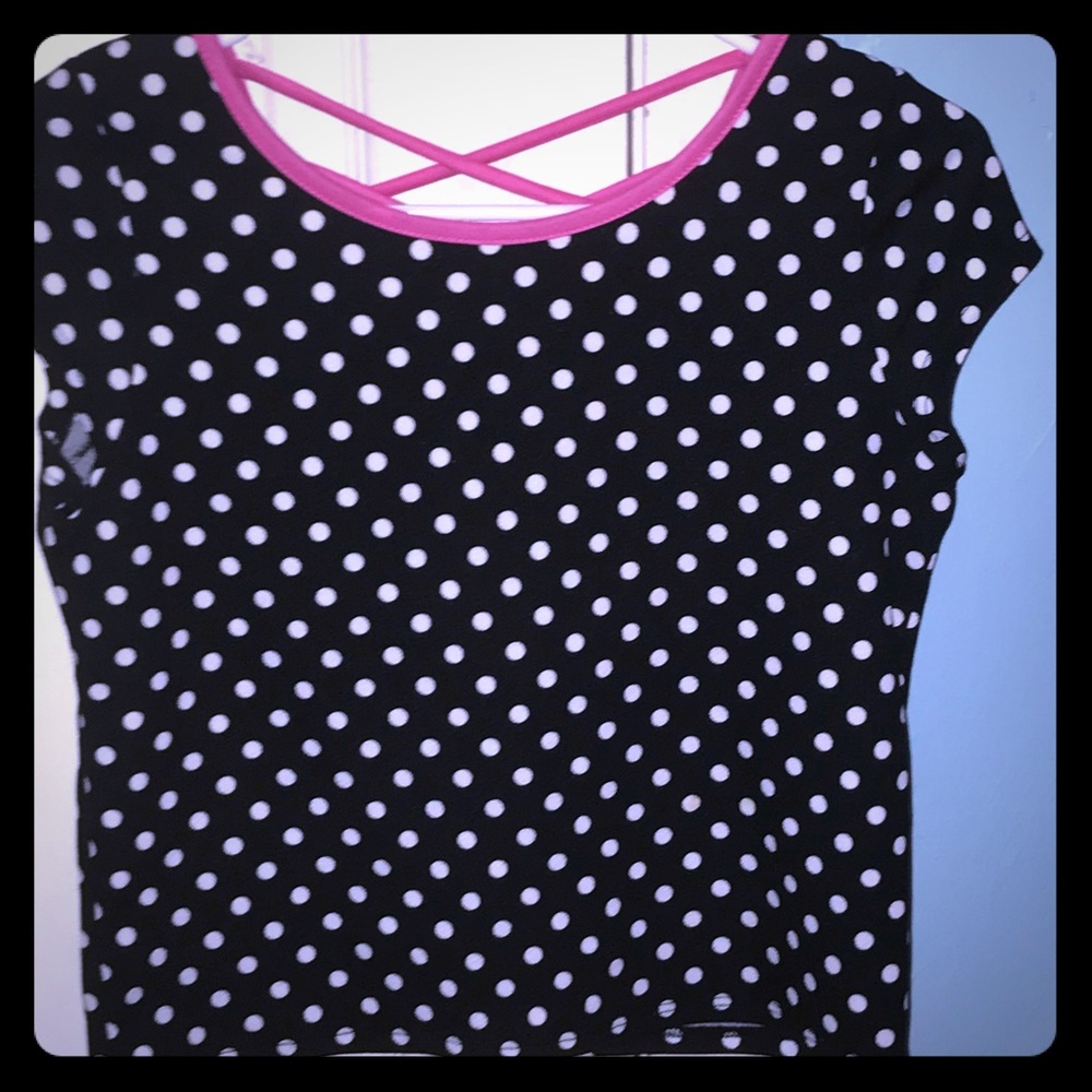 •doted low cropped shirt•